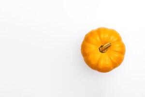 Top view of fresh orange pumpkin isolated on white background. photo