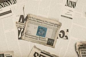 An old vintage newspaper pieces background. photo