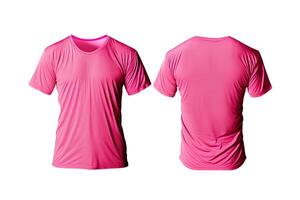 Photo realistic male pink t-shirts with copy space, front and back view.