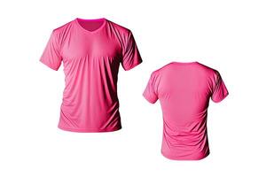 foto realista masculino rosado camisetas con Copiar espacio, frente y espalda vista. ai generado