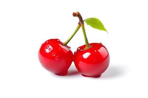 Delicious ripe sweet cherries on white background. photo