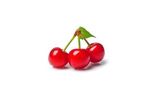 Delicious ripe sweet cherries on white background. photo