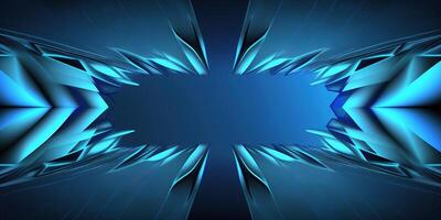 symmetrical blue tech abstract background with lines and shapes. photo