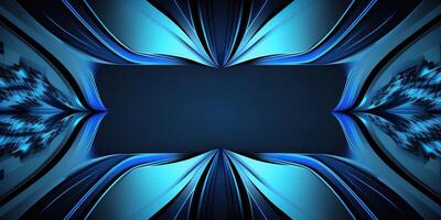 symmetrical blue tech abstract background with lines and shapes. AI Generated photo