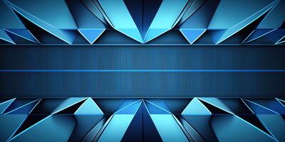 symmetrical blue tech abstract background with lines and shapes. photo