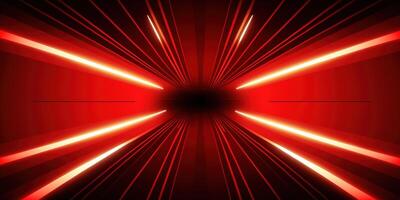 symmetrical red neon light abstract background with lines and shapes. photo