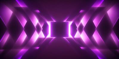 simétrico púrpura tecnología neón ligero resumen antecedentes con líneas y formas ai generado foto