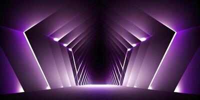 symmetrical purple tech neon light abstract background with lines and shapes. photo