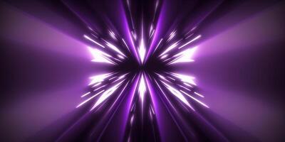 symmetrical purple tech neon light abstract background with lines and shapes. photo