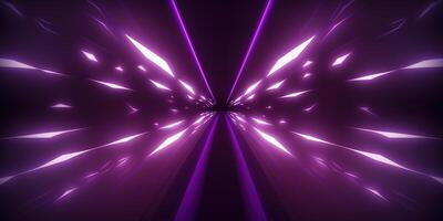 symmetrical purple tech neon light abstract background with lines and shapes. photo