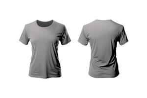 foto realista masculino gris camisetas con Copiar espacio, frente y espalda vista. ai generado