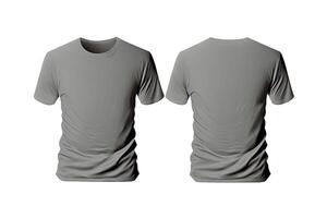 foto realista masculino gris camisetas con Copiar espacio, frente y espalda vista. ai generado