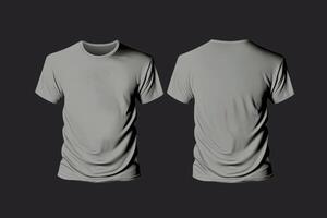 Photo realistic male grey t-shirts with copy space, front and back view.