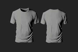 Photo realistic male grey t-shirts with copy space, front and back view.