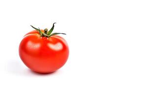 Fresh whole red tomato isolated on white background with copy space. photo