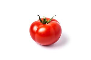 Fresh whole red tomato isolated on white background. photo