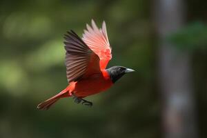 majestic bird in flight against a blurred background. photo