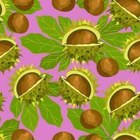 Chestnut pattern. Vector ornament on lilac background.