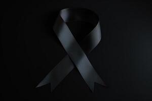 Black mourning ribbon with a dark background. photo