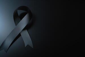 Black mourning ribbon with a dark background. photo