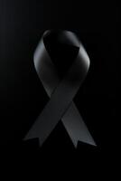 Black mourning ribbon with a dark background. photo