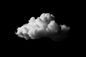 blanco nube aislado en negro antecedentes. ai generado foto