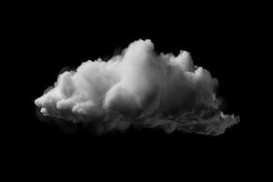 blanco nube aislado en negro antecedentes. ai generado foto