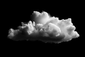 blanco nube aislado en negro antecedentes. ai generado foto