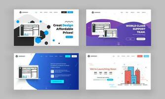 Website Hero Image or Landing Pages Set. vector