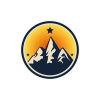 mountain travel emblems. Camping outdoor adventure emblems, badges and logo patches. Mountain tourism, hiking. Forest camp labels in vintage style vector