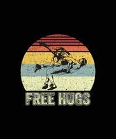 Vintage Retro Wrestling Funny Free Hugs Wrestling T-Shirt vector