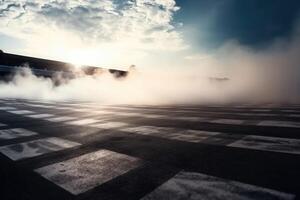 The checkered background is above the smoke above the floor. photo