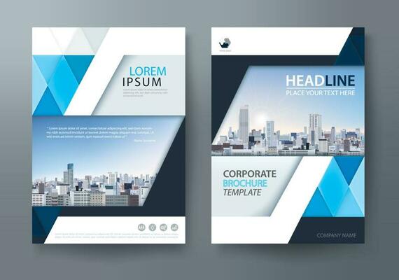 Blue annual report brochure flyer design template, Leaflet cover presentation, book cover, layout in A4 size.