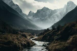 Beautiful mountain landscape in the morning. Caucasus mountains, Georgia. photo