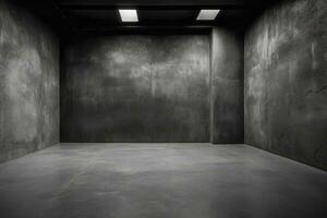Dark black and gray abstract cement wall and interior textured studio room for product display. Wall background photo