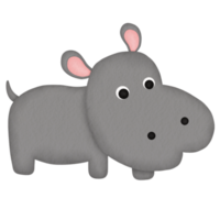 grey hippo watercolor illustration png