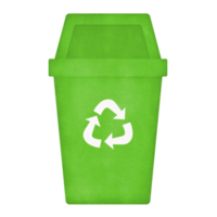 green recycle bin watercolor illustration png