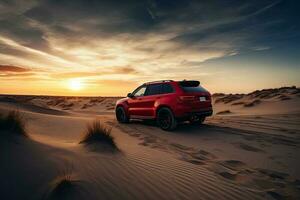 luxury car on sand dunes photo