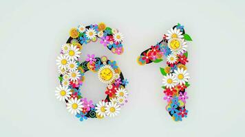 numérico dígito floral animación, 61. video