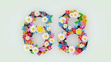 numérico dígito floral animación, 68. video
