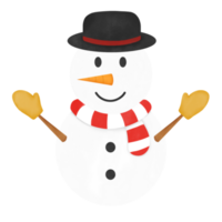 snowman with scarf and orange gloves watercolor illustration png