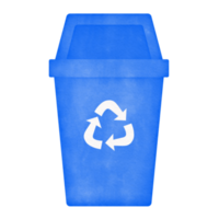 Blau recyceln Behälter Aquarell Illustration png