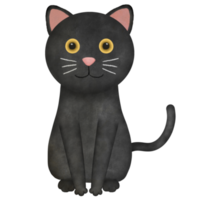 black cat sitting watercolor illustration png