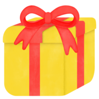 Yellow Gift Box with Red Ribbon png