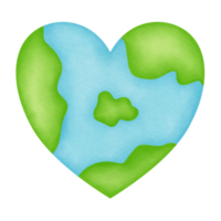 Heart Shaped Earth watercolor illustration png