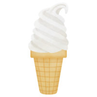 Soft serve ice cream watercolor illustration png