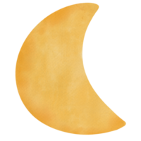 Yellow crescent moon watercolor illustration png