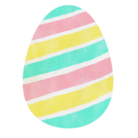 Pink Blue Yellow Easter Egg with stripe pattern png