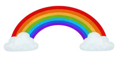 Rainbow with cloud watercolor illustration png