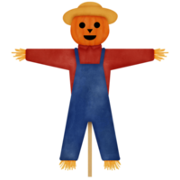 pumpa scarecrow vattenfärg illustration png